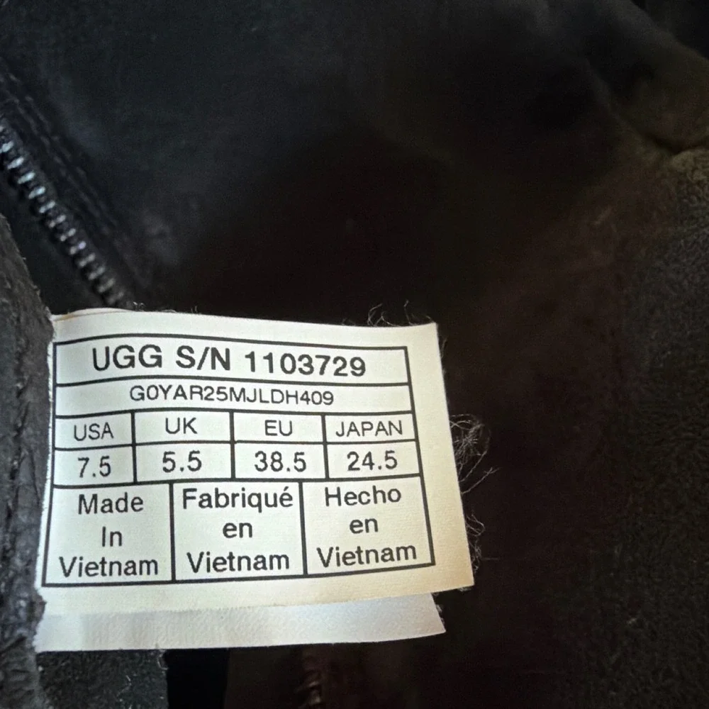 UGG Sorensen Waterproof Suede Tall Boots Womens 7.5 Black Knee High Lug Sole